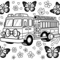 Summender Flieger – Tags: Feuerwehrwagen, Ausmalbild, Schmetterlinge, Blaulicht, Kreativität