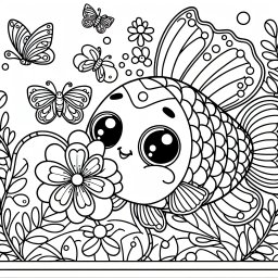 Blütenfroher Schwimmer – #Fische #Ausmalen #Aquarium #Schmetterlinge #KinderKreativität