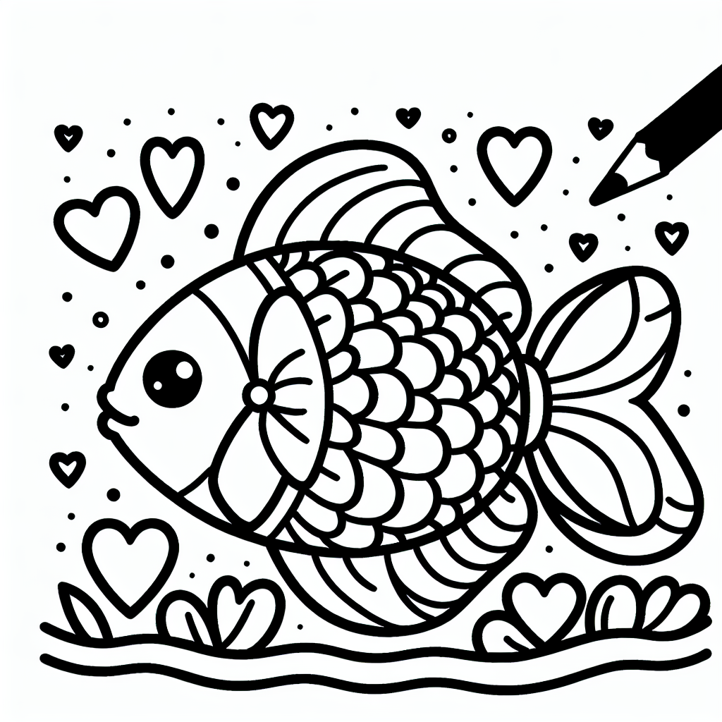 Willkommen in der magischen Welt der Ausmalbilder, wo Fische träumen und Abenteuer beginnen! Stell dir einen ruhigen Fisch vor, der fröhlich durch das Wasser gleitet. Das Besondere an diesem Fisch? Er trägt eine lustige Fliege voller kleiner Herzen! Wenn du die fett umrandeten Linien mit deinen Lieblingsfarben ausmalst, wird dieses Bild lebendig.
Unser kleiner Fischfreund hat bunte Schuppen, die im Sonnenlicht schimmern. Diese Schuppen sind nicht nur wunderschön anzusehen, sondern helfen ihm auch, flink durch das Wasser zu schwimmen. Achte auf seine eleganten Flossen, die ihn wie ein Tänzer durch das Wasser gleiten lassen!
Wusstest du, dass unser Fisch in einem großen Aquarium lebt? Hier fühlt er sich sicher und wohl. Manchmal schwimmt er in einem Schwarm mit seinen Freunden herum. Gemeinsam erkunden sie jedes Eckchen des Aquariums und bestaunen die Welt durch ihre funkelnden Glasaugen.
Hier ist das Geheimnis: Wenn du genau hinschaust und dich ganz auf das Ausmalen konzentrierst, kannst du fast hören, wie die Fische leise miteinander flüstern. Vielleicht verraten sie dir sogar kleine Geschichten aus ihrem lustigen Fischleben!