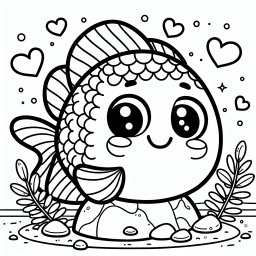 Herziger Felsenfisch - #Fische, #Ausmalbild, #Unterwasserwelt, #Kinder, #Kreativität