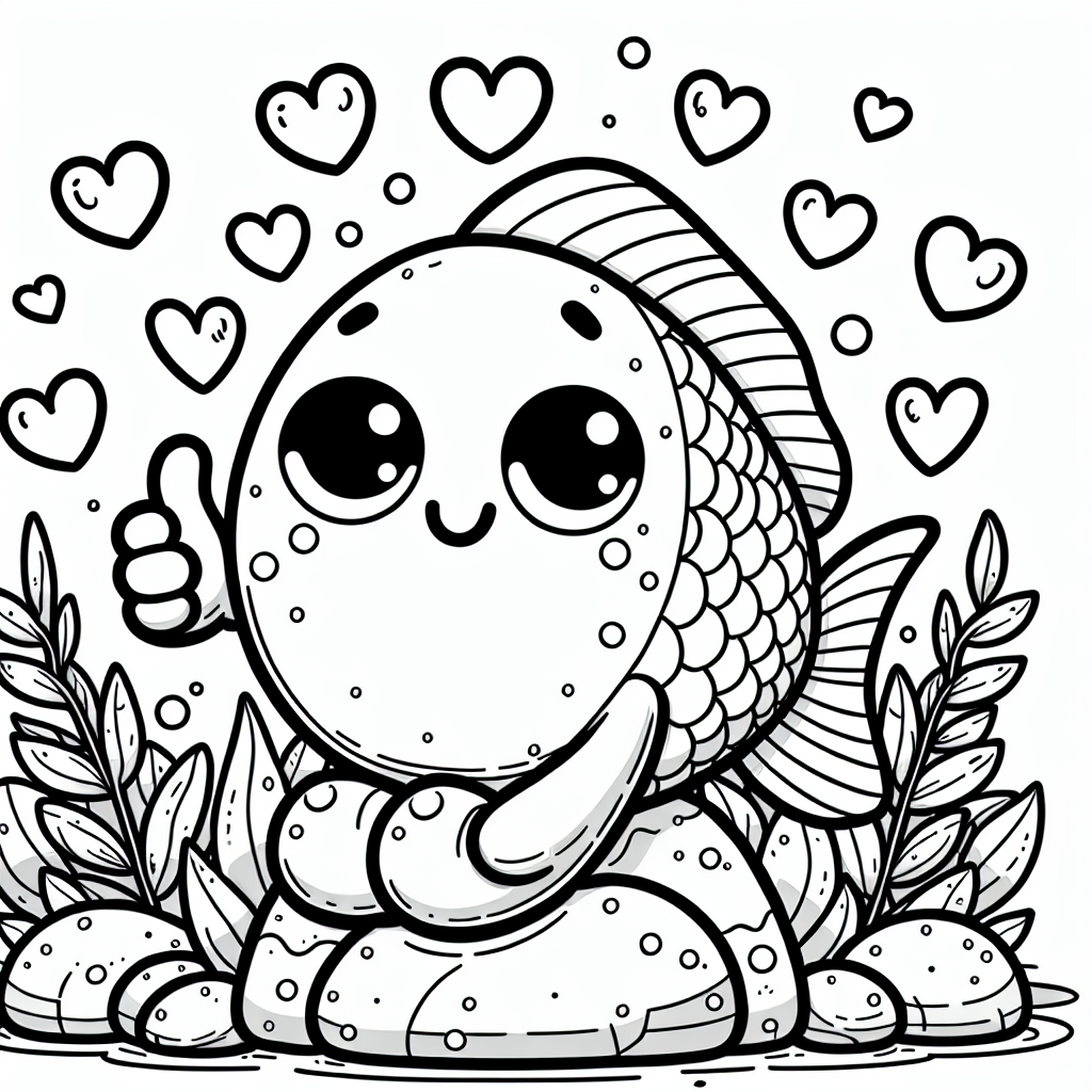 Lustiger Herzfisch - Fische, Malbuch, Kreativität, Kinder, Ausmalen