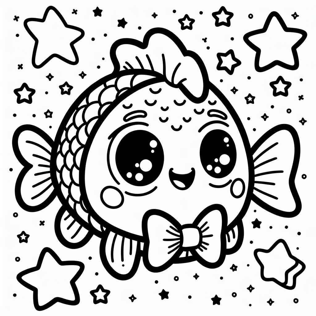 Hallo liebe kleine Künstler! Heute haben wir ein ganz besonderes Ausmalbild für euch: einen lustigen Fisch mit Fliege, der von kleinen, funkelnden Sternen umgeben ist! Aber psst, hier kommt das große Geheimnis: Dieser Fisch ist der Star seines Aquariums und trägt die Fliege nur zu ganz besonderen Anlässen!
Natürlich, wie jeder echte Fisch, hat er glänzende Schuppen, die im Wasser wunderschön schimmern. Stell dir vor, du könntest seine Flossen in allen Regenbogenfarben ausmalen, damit er noch beeindruckender aussieht. Und seine Glasaugen? Sie blicken neugierig und freundlich auf die Welt und haben schon viele Abenteuer erlebt.
Wenn du noch mehr Spaß haben möchtest, stell dir vor, dass unser Fisch in einem großen Schwarm schwimmt. Vielleicht haben seine Fischfreunde auch Fliegen oder andere lustige Accessoires. Und wer weiß, vielleicht sind die kleinen Sterne um ihn herum wie kleine Zauberlichter, die ihm bei seinen Abenteuern den Weg weisen.
Na, hast du Lust, diesen tollen Fisch und seine Umgebung in deinen Lieblingsfarben zum Leben zu erwecken?