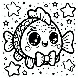 Fliegender Fisch – Tags: Ausmalbild, Lustiger Fisch, Flossen, Schuppen, Aquarium, Cartoon-Stil.