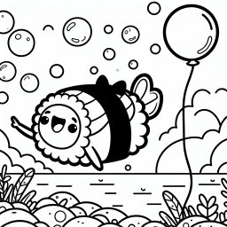 Lustiges Fliegendes Sushi - Fliegendes Sushi, Seeufer-Morgenmagie, bunter Ballon, Frühlingsfreude