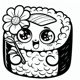Lustiger Sushi-Flug – Tags: #FliegendesSushi #KreativesAusmalbild #FantasieFördern #FamilienSpaß #AusmalenFürKinder