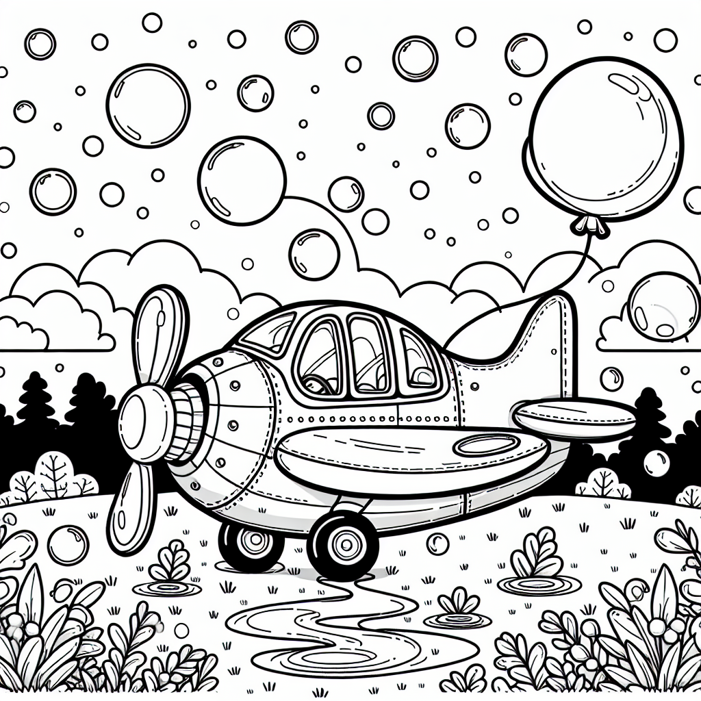 Flottes Flugzeug am Himmel - Flugzeug zeichnen, Ausmalbild Herbst, Kinder Malvorlage, Abendhimmel Abenteuer