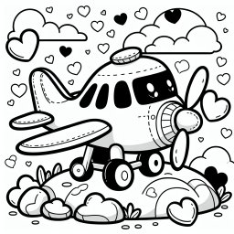 Fröhlicher Felsenflieger - Ausmalbild, Flugzeug, Pilot, Comic-Stil