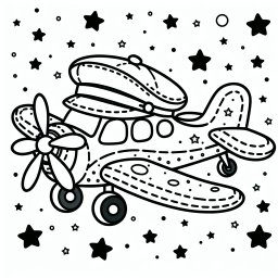 Gelassener Hutflieger – #Flugzeug #Kreativität #Kinderfreundlich #Ausmalbild #Abenteuer