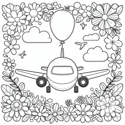 Lustiger Blumenflug – Tags: Flugzeug, Pilot, Abenteuer, Blumen, Ballon.