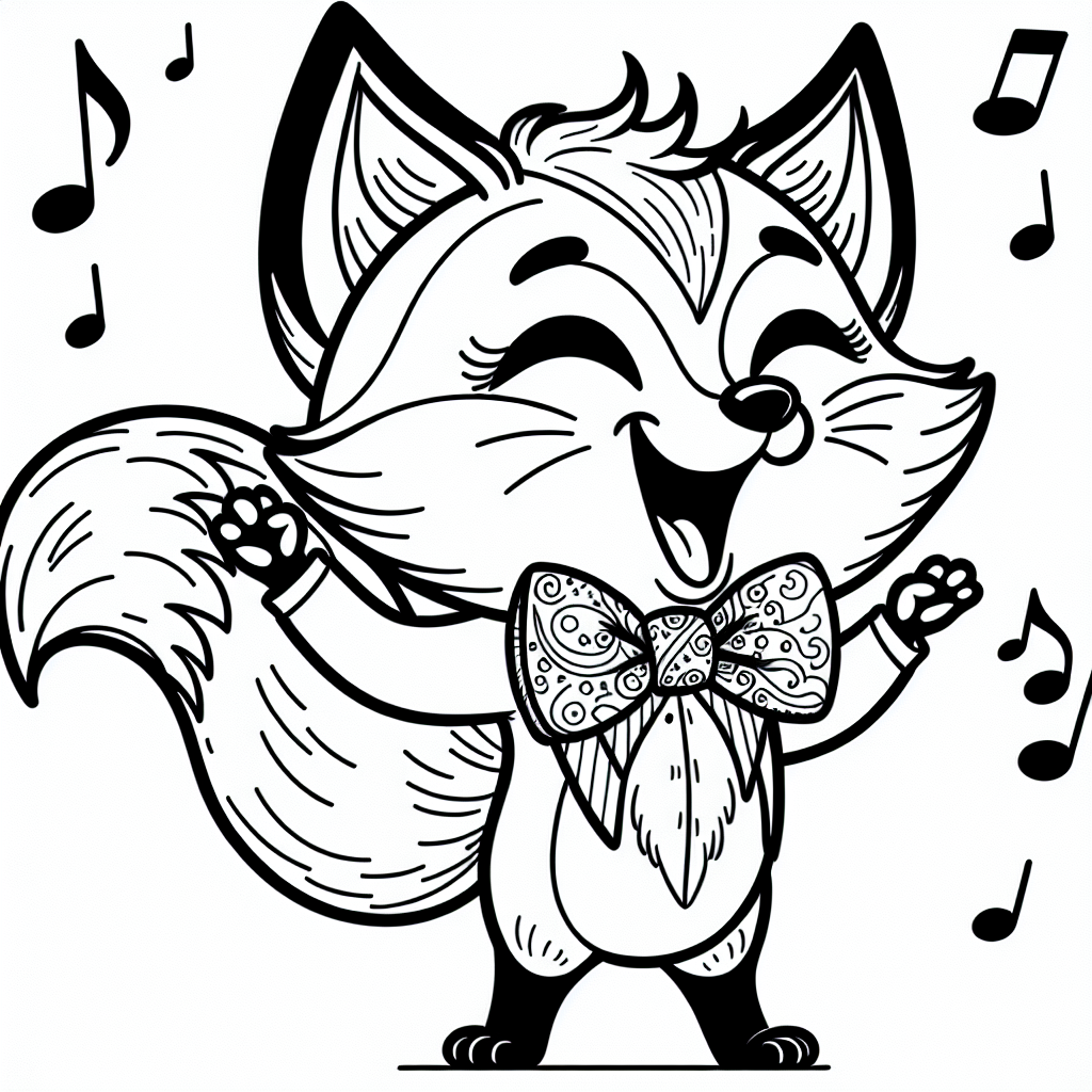 Süßer Notenfuchs - Fuchs, Musik, Ausmalbild, Kinder, Tiere