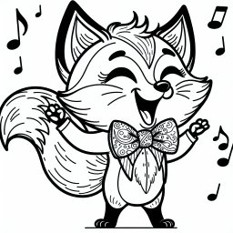 Süßer Notenfuchs - Fuchs, Musik, Ausmalbild, Kinder, Tiere