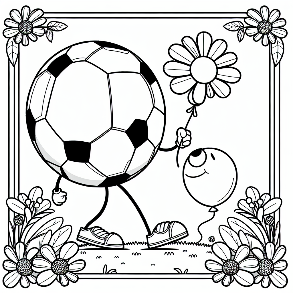 Neugieriger Balltanz - Fußball, Kreativität, Ausmalbild, Stadion, Ball