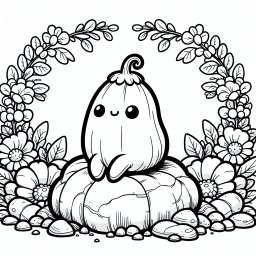 Neugieriger Kürbis - Tags: Ausmalbild, Gemüse, Kreativität, Kinder, Fantasie