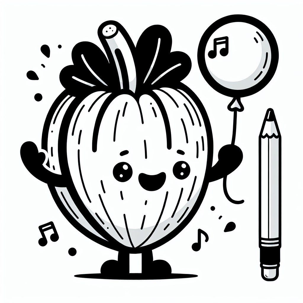 Musikalisches Luftballongemüse - Tags: Gemüse, Garten, Luftballon, Musik, Ausmalen