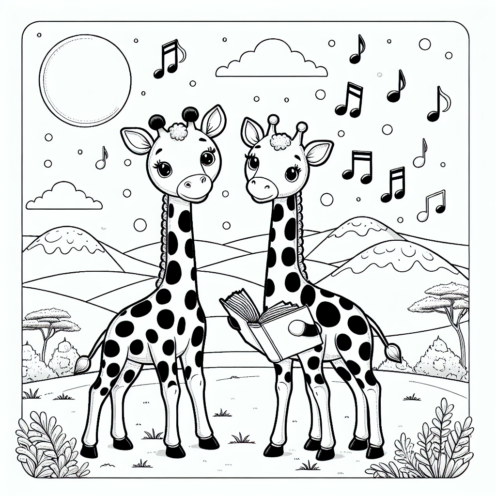 Giraffentöne in der Morgenluft - Giraffe, langer Hals, Wintermorgen, Lesen, Musiknoten