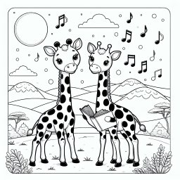 Giraffentöne in der Morgenluft - Giraffe, langer Hals, Wintermorgen, Lesen, Musiknoten