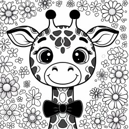 Fliegenfreundin – Tags: Giraffen, Savanne, Afrika, Ausmalbilder, bunte Farben