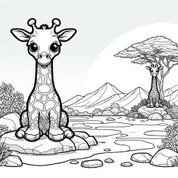Neugierherzchen – Tags: Giraffe, Afrika, Ausmalen, Kinder, Herzen