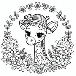Frechblumenhut - Tags: #Giraffe #Savanne #Afrika #Fantasie #Malspaß
