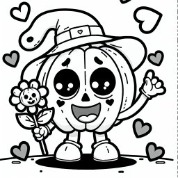 Fröhlicher Kürblümchen - Halloween, Kürbis, Kreativität, Ausmalbild, Kinder