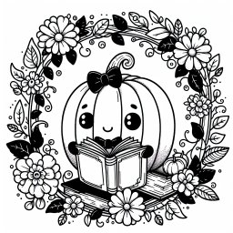 Lernender Kürbis - Halloween, Ausmalbild, Kürbis, Kreativität, Grusel