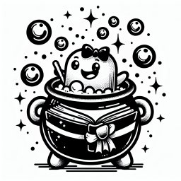 Fröhlicher Zauberkessel - Hexenkessel, Halloween, Magie, Ausmalbild