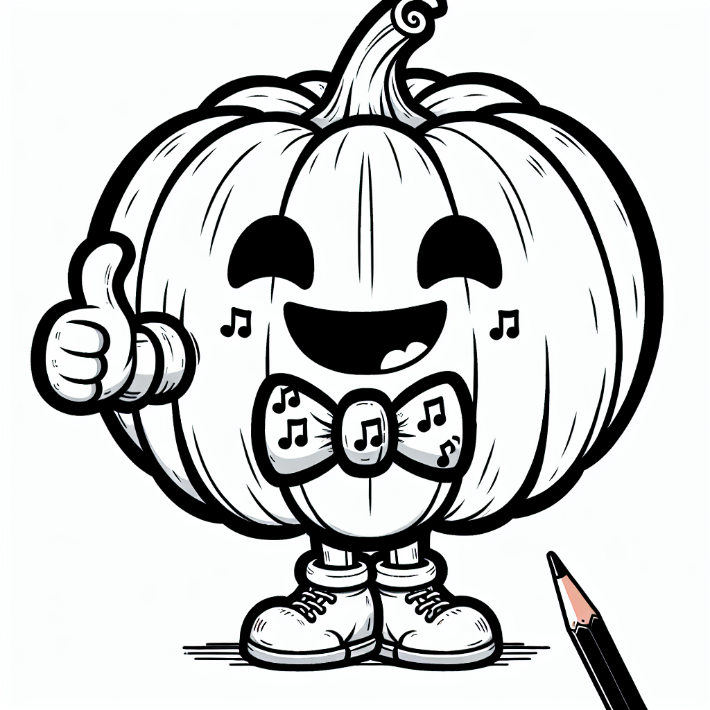 Fröhlicher Notenkürbis - Halloween, Kürbis, Ausmalbild, Buntstifte, Grusel