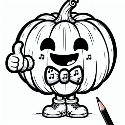 Fröhlicher Notenkürbis - Halloween, Kürbis, Ausmalbild, Buntstifte, Grusel