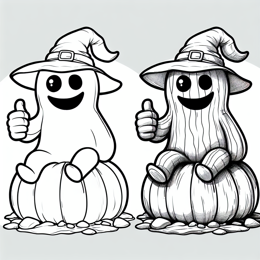Frecher Wichtel - Tags: Halloween, Ausmalbild, Kürbis, Gespenster, Süßigkeiten, Kostüm, Grusel