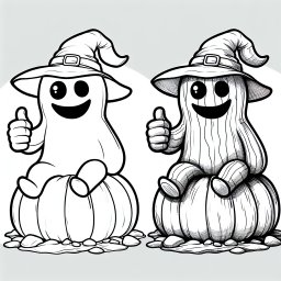 Frecher Wichtel - Tags: Halloween, Ausmalbild, Kürbis, Gespenster, Süßigkeiten, Kostüm, Grusel