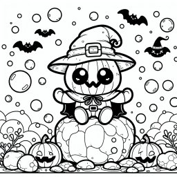 Verschmitzter Geistertanz - Gespenst, Halloween, Ausmalbild, Kürbis, Süßigkeiten