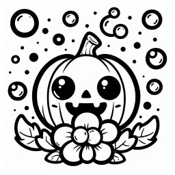 Blumiger Kürbistraum - Halloween, Kürbis, Blume, Ausmalen, Kreativität