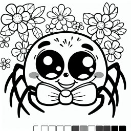 Tanzende Blumenfreund - Ausmalbild, Halloween, Spinne, Kinder, Kreativ