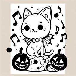 Musikalisches Kätzchen - #Halloween #Kreativität #Ausmalbild #Kätzchen #Gruselspaß