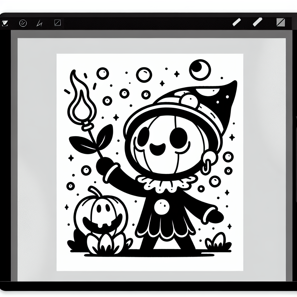 Fröhliche Hexe - Halloween, Hexe, Seifenblasen, Ausmalbild, Fantasie