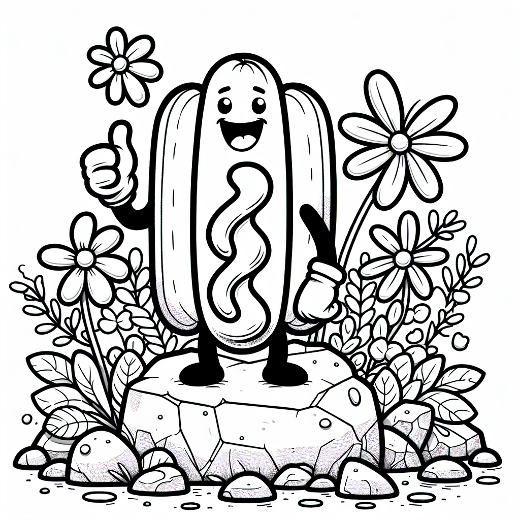 Ruhiger Leckerbissen - #Hotdog, #Ausmalbild, #Blumen, #Kinderfreundlich, #Kreativität