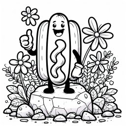 Ruhiger Leckerbissen - #Hotdog, #Ausmalbild, #Blumen, #Kinderfreundlich, #Kreativität