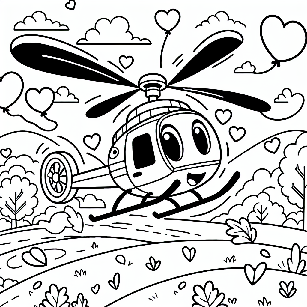 Lustiger Hubschrauber im Herbstwind - Hubschrauberfliegen, Herbstnachmittag, Herzballons, Pusteblumenwirbel, Rettungshubsc...