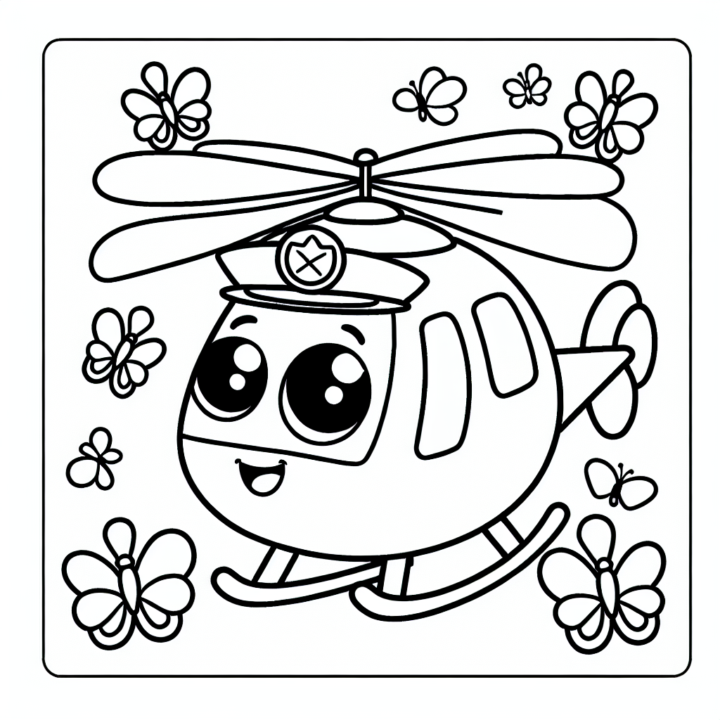Lustiger Schmetterkop - #Hubschrauber, #Fliegen, #Ausmalbilder, #Kinderkunst, #FreundlicherHubschrauber