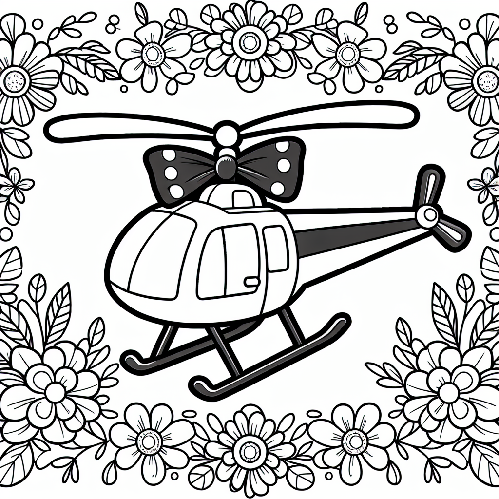 Willkommen in der bunten Welt der Farben! Heute kannst du einen lustigen Hubschrauber ausmalen, der eine schicke Fliege trägt und von wunderschönen Blumen umgeben ist. Hubschrauber sind faszinierende Fluggeräte, die sich von normalen Flugzeugen unterscheiden. Sie haben einen großen Rotor oben, der sich schnell dreht und sie in die Luft hebt. Dadurch können sie an Orten fliegen und landen, wo andere Flugzeuge nicht hinkommen, zum Beispiel auf kleinen Landeplätzen im Wald oder sogar auf Krankenhäusern, um Menschen in Not schnell zu helfen!
Wenn du den Himmel betrachtest, kannst du manchmal Hubschrauber sehen, die bei Rettungen helfen oder wichtige Dinge transportieren. Aber unser Hubschrauber auf dem Bild hat gerade Zeit sich auszuruhen - perfekt, um ihm mit Farben Leben einzuhauchen! Male seine Rotoren in grellen Tönen aus und lass die Blumen in allen Farben des Regenbogens erstrahlen. So wird dein Hubschrauber-Bild zu einem wahren Kunstwerk!
Vergiss nicht: Beim Ausmalen sind deiner Fantasie keine Grenzen gesetzt. Viel Spaß beim Kreativsein!