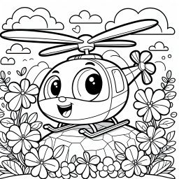 Heiterer Blütenhelic – Tags: Hubschrauber, Ausmalen, Kinder, Fliegen, Kreativität