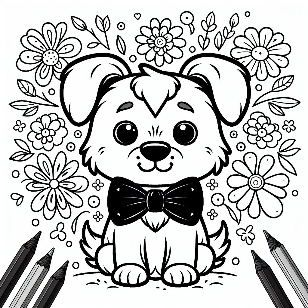 Tauche ein in die zauberhafte Welt der Malbücher und lerne unseren niedlichen, neugierigen Hund kennen! Dieser fröhliche Welpe, der den ganzen Tag seine Umgebung erkundet, trägt stolz eine farbenfrohe Fliege, die ihn noch entzückender macht. Mit jedem Schwanzwedeln bringt er Freude in die Herzen seiner Betrachter. Umgeben von einem prächtigen Meer aus Blumen, lädt er kleine Künstler ein, seine Welt mit den schönsten Farben zu verschönern. Die klaren schwarzen Linien auf diesem Ausmalbild machen das Ausmalen kinderleicht und bieten viel Raum für Kreativität und Fantasie.
Stell dir vor, wie dieser kleine Freund in seinem blauen Hundehäuschen schläft, nachdem er den ganzen Tag mit dir an der Leine durch den Garten getollt ist. Während er von Abenteuer und Freundschaft träumt, kannst du ihn mit leuchtenden Farben zum Leben erwecken. Welche Farbe wird sein Fell haben? Und welche die Blume, an der er schnuppert?
Lass deiner Fantasie freien Lauf und erschaffe eine Welt voller bunter Freude, die nur darauf wartet, entdeckt zu werden!