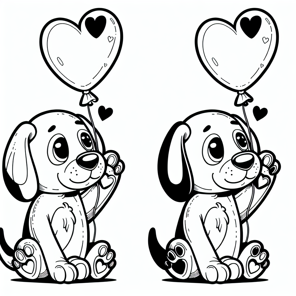 Herzballonhund - #Liebe #Freundschaft #Hundeabenteuer #Ausmalbild