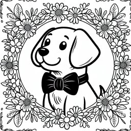 Fröhlicher Blumenspürhund – #Hundespaß #KreativesAusmalen #Freundschaft #Blumenfreude #Welpenzauber