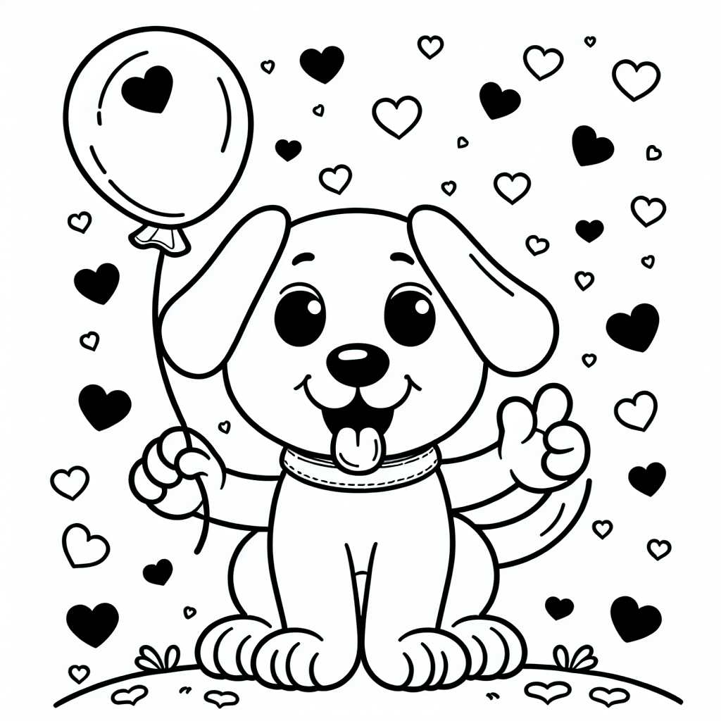 Lustiger Ballonhund - Ausmalbild, Hund, Comic, Freundschaft, Kinder