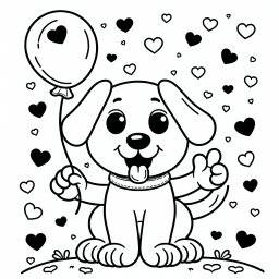 Lustiger Ballonhund - Ausmalbild, Hund, Comic, Freundschaft, Kinder