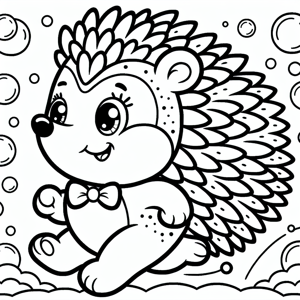 Spielender Igel - Tags: Igel, Blasen, Ausmalbild, Kreativität, Spaß