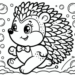 Spielender Igel - Tags: Igel, Blasen, Ausmalbild, Kreativität, Spaß