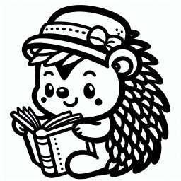Lesefreudiger Igel - Tags: Igel, Ausmalbild, Kinder, Bastelspaß, Kreativität.