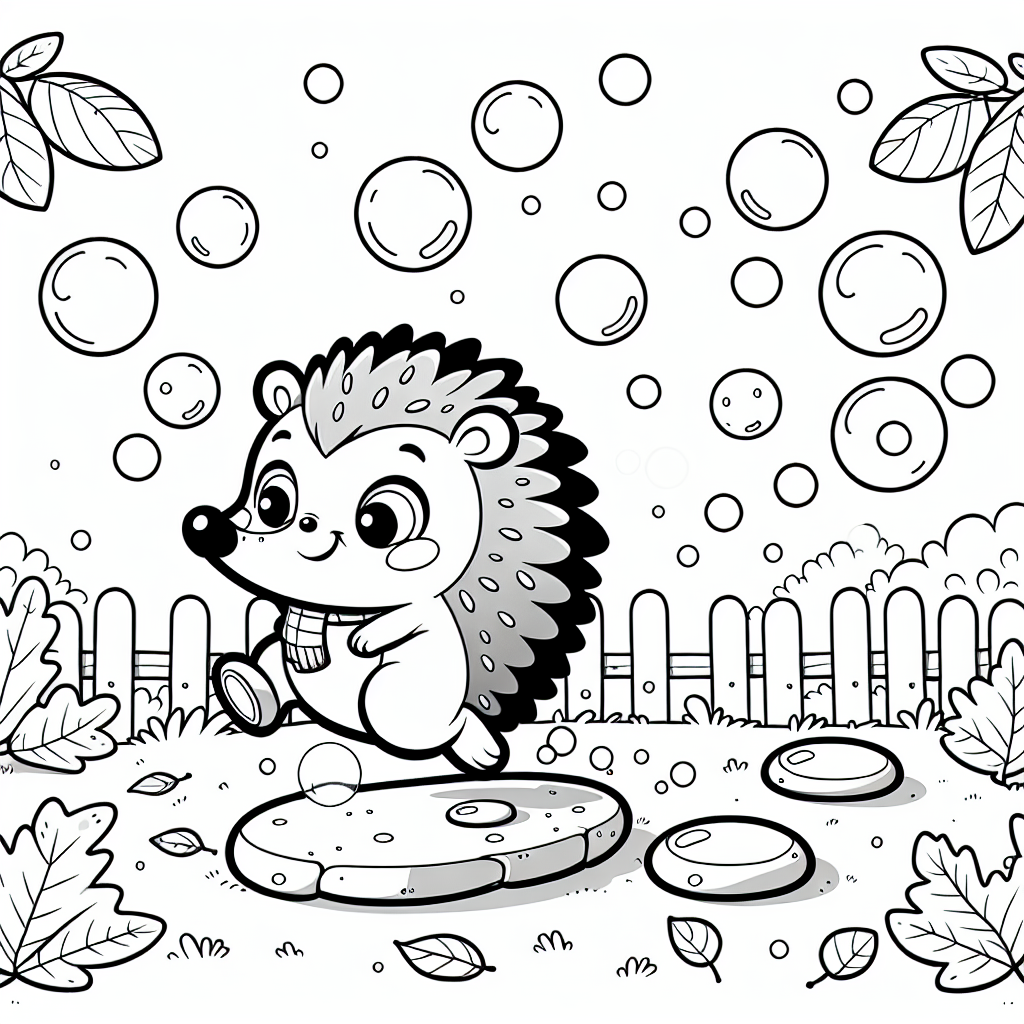 Fröhlicher Igel auf Abenteuertour - Igelbild, Ausmalspaß im Herbstgarten, Fröhlicher Igelmoment